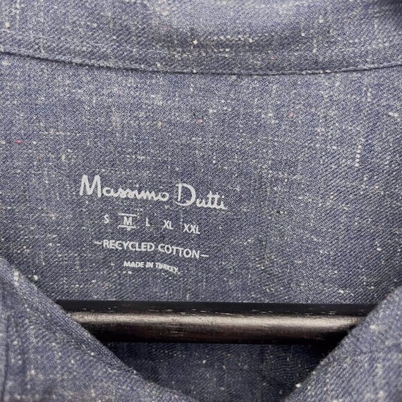 MASSIMO DUTTI Casual 100% Cotton Button down up Blue White Shirt SIZE M - Picture 7 of 8